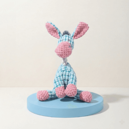 Blue Donkey Squeaky Plush Dog Toy - Durable Teething & Anxiety Relief