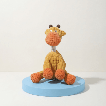 Yellow Giraffe Plush Squeaky Dog Toy - Durable Teething & Anxiety Relief