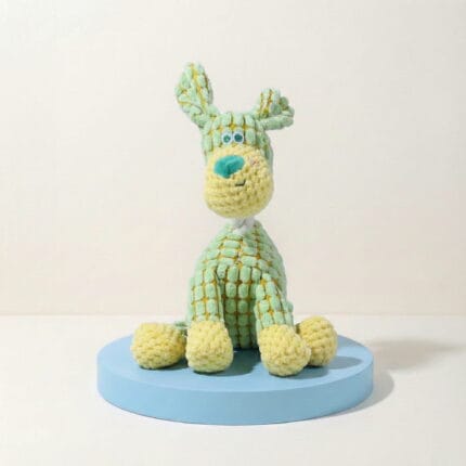 Green Puppy Plush Squeaky Dog Toy - Washable Companion for Aggressive Chewers